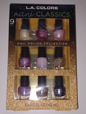 L.A. Colors Mani Classics 9-Piece Nail Polish Set - Glitter & Metallic Shades